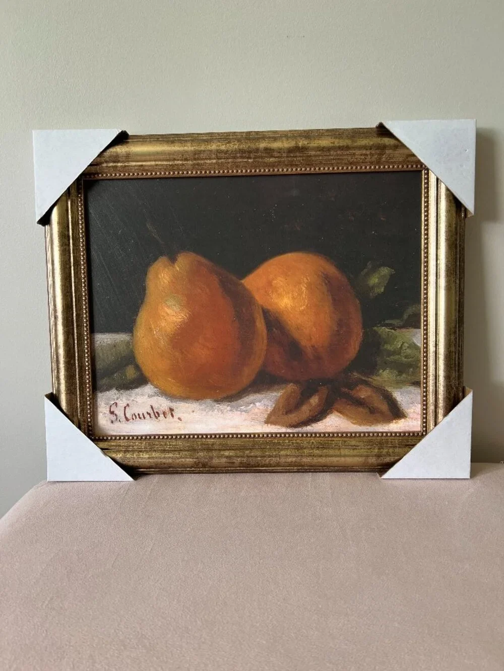 NEW  Framed Fruit Still Life Print Gold Frame Pears 17x14